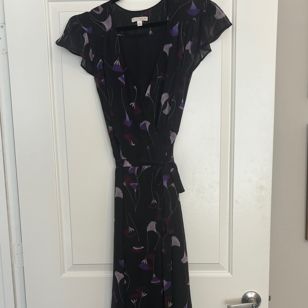 Elegant Black and Purple Floral Dress